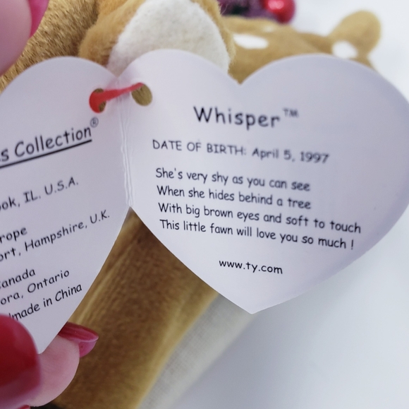"Whisper" Vintage Original Ty Beanie Babies Fawn with tag - Picture 6 of 9
